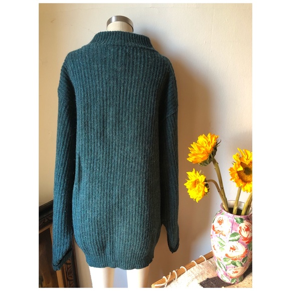 LL Bean green wool oversized zip up cardigan jacket sweater - Picture 17 of 17